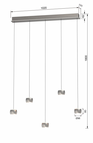 Lampa wisząca piątka okrągła Quiberon, 8054326