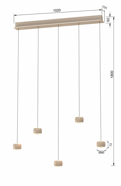 Lampa wisząca piątka prosta Quiberon, 8054343