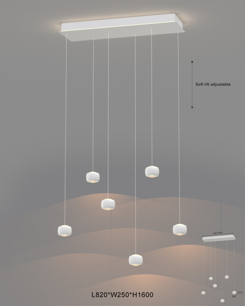 Lampa wisząca szóstka prosta Quiberon, 8054350