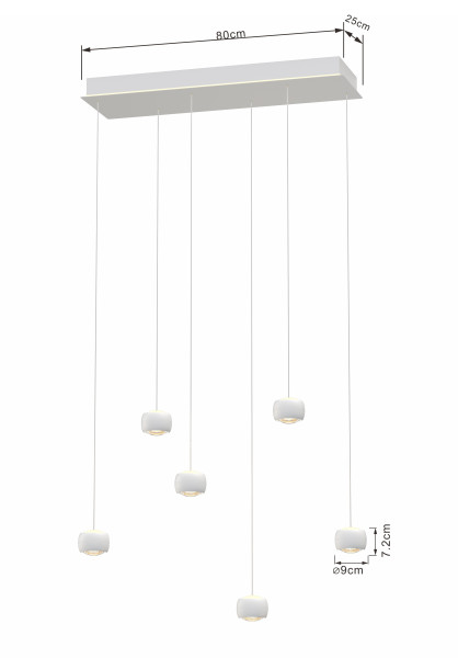 Lampa wisząca szóstka prosta Quiberon, 8054351