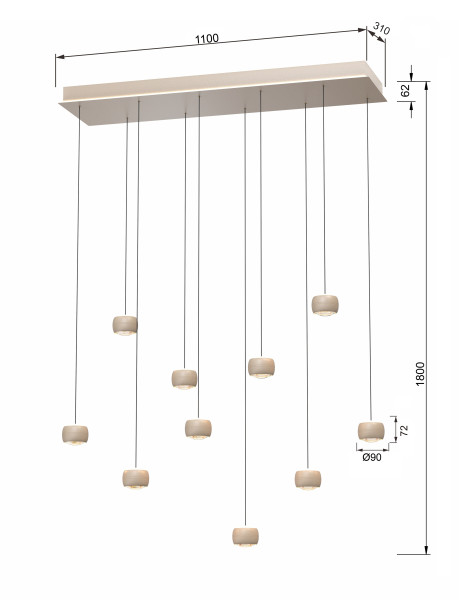 Lampa wisząca dziesiątka prosta Quiberon, 8055145