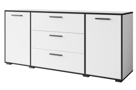 Komoda TOGA 150 cm biały z czarnymi krawędziami
