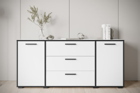 Komoda TOGA 150 cm biały z czarnymi krawędziami