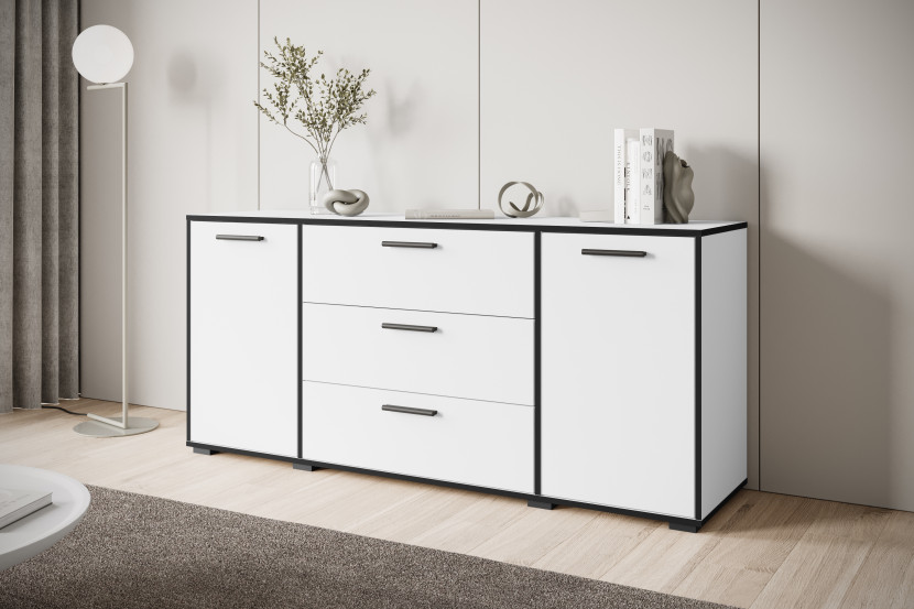 Komoda TOGA 150 cm biały z czarnymi krawędziami, 8064550