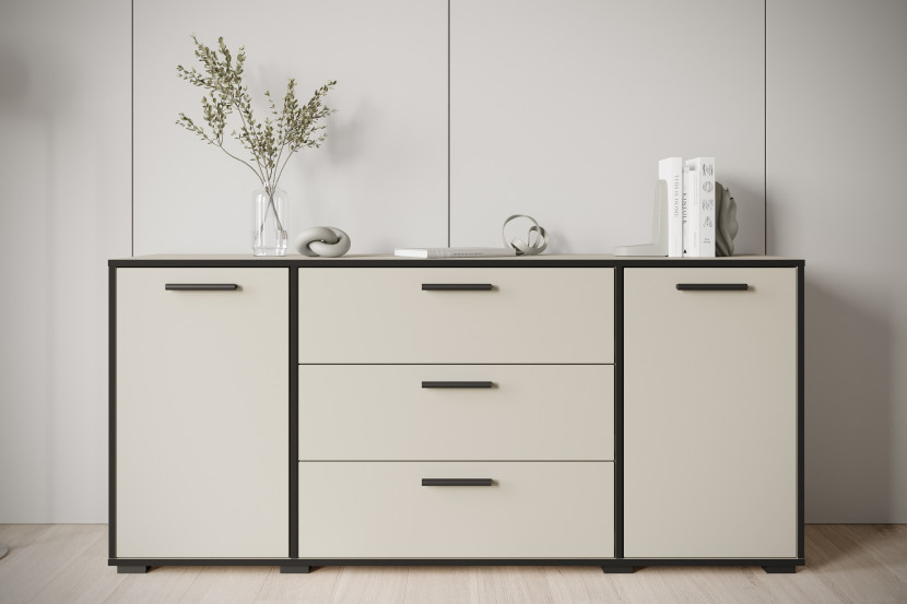 Komoda TOGA 150 cm kaszmirowy beż z czarnymi krawędziami, 8064657