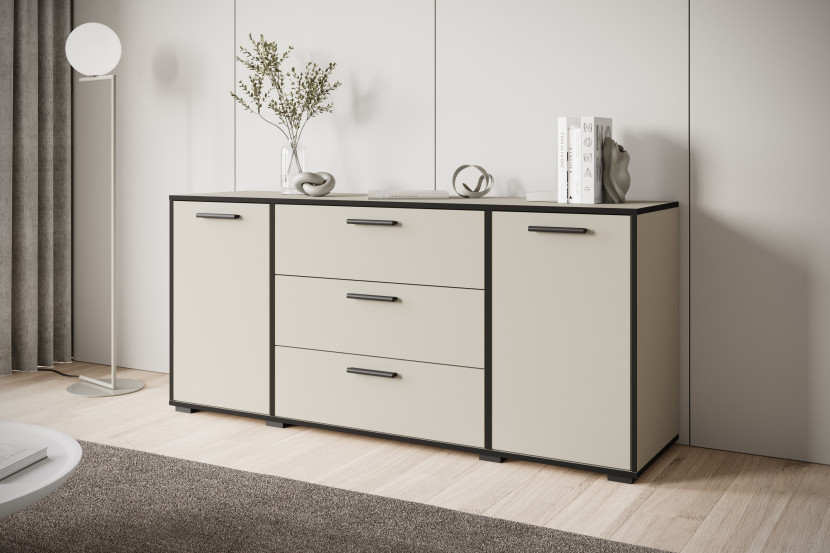 Komoda TOGA 150 cm kaszmirowy beż z czarnymi krawędziami, 8064658