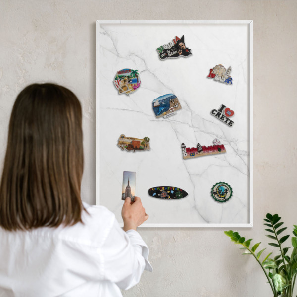 Tablica magnetyczna dekoracyjna w białej ramie, Marmurowy wzór 80x60, 8077424
