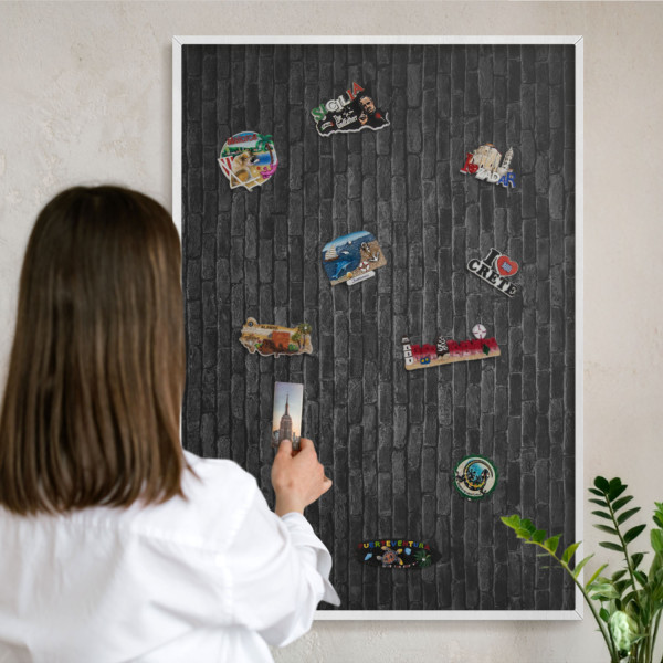 Tablica magnetyczna do salonu w białej ramie, Ceglana ściana 100x70, 8090639