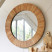 Okrągłe lustro ścienne w drewnianej ramie 83 cm naturalne boho, 8125959