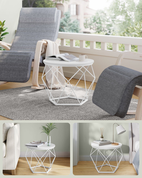 Zestaw 2 stolików kawowych okrągłych białych nowoczesnych glamour, 8132237