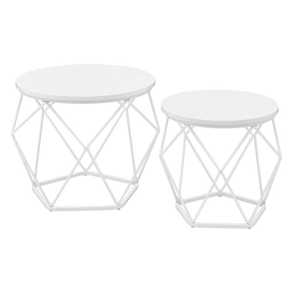 Zestaw 2 stolików kawowych okrągłych białych nowoczesnych glamour, 8132239