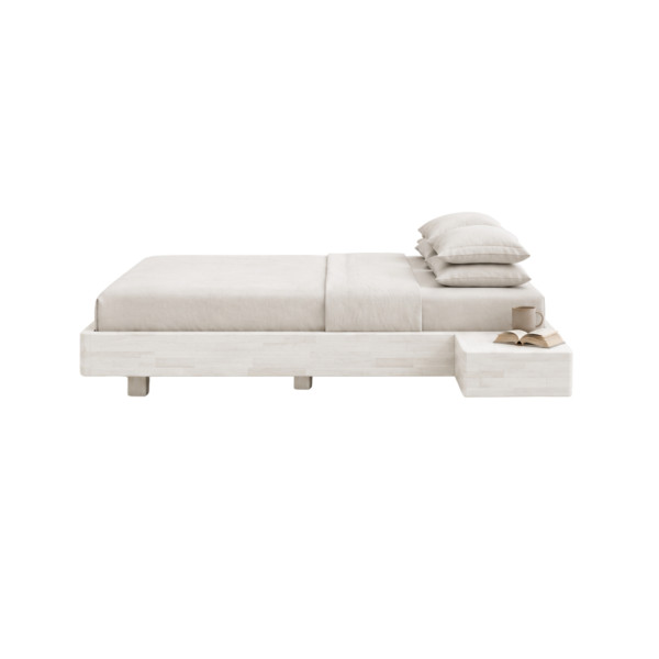 Łóżko lewitujące bukowe Visby LENA FLAT z szafkami / 160x200, biały, 8146392