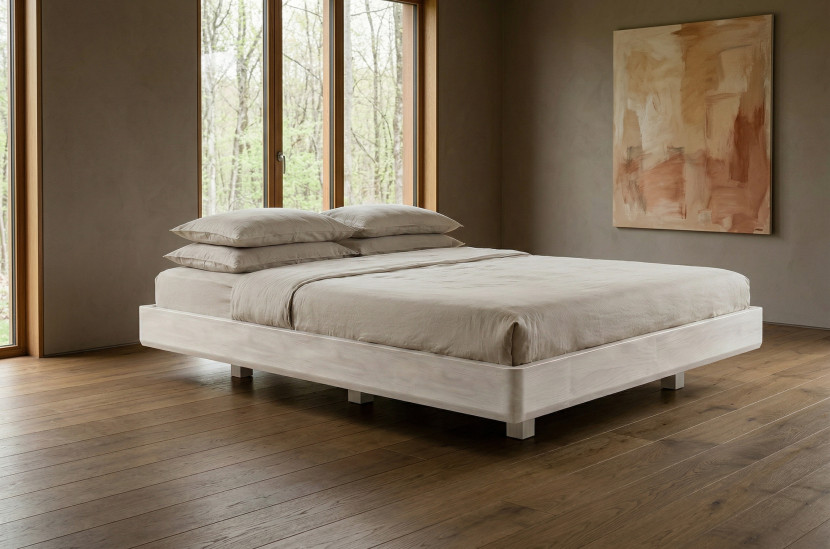 Łóżko lewitujące bukowe Visby LENA FLAT bez szafek / 180x200, biały, 8146401