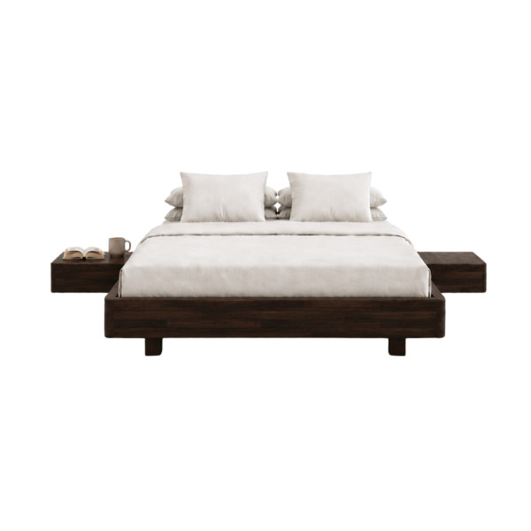 Łóżko lewitujące bukowe Visby LENA FLAT z szafkami / 160x200, palisander, 8146426