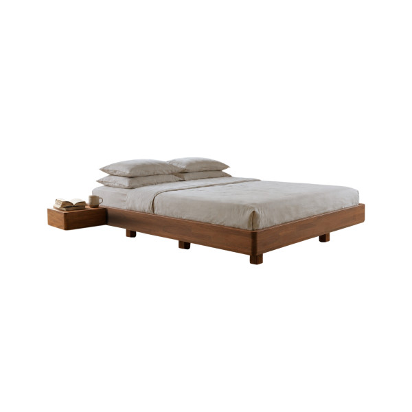 Łóżko lewitujące bukowe Visby LENA FLAT z szafkami / 200x200, orzech, 8146505