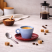 Filiżanka do espresso Echo 100 ml niebieska z czerwonym spodkiem, 8147367