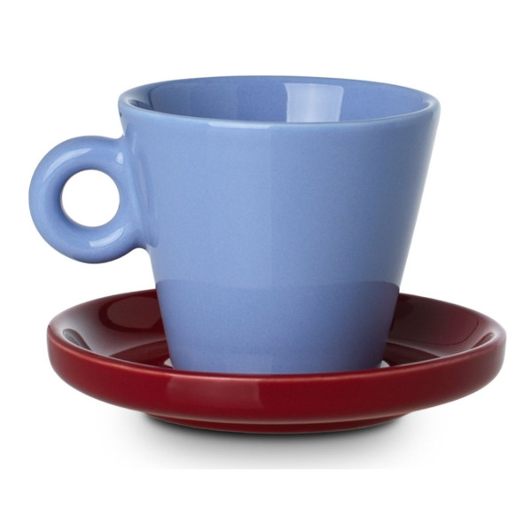 Filiżanka do espresso Echo 100 ml niebieska z czerwonym spodkiem, 8147370