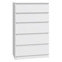 Komoda Malwa z pięcioma szufladami 70 cm biała