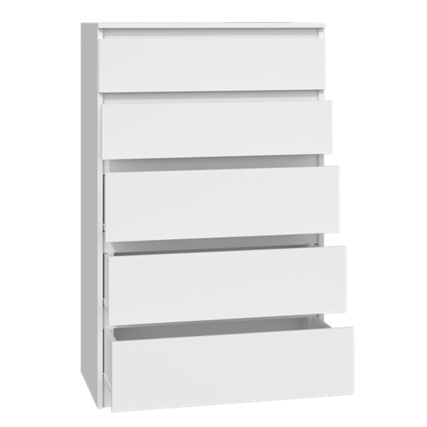 Komoda Malwa z pięcioma szufladami 70 cm biała, 8149035