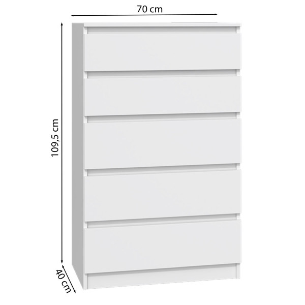 Komoda Malwa z pięcioma szufladami 70 cm kaszmir, 8149235