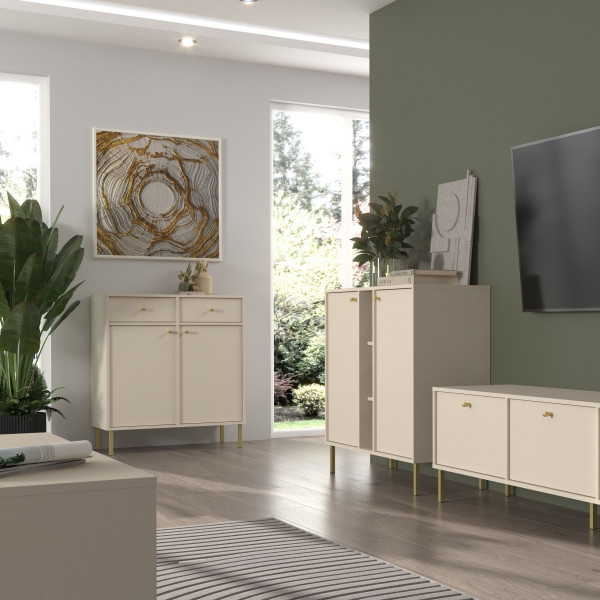 Komoda TORINO 84x95x41 cm Odcienie beżu, 8150484