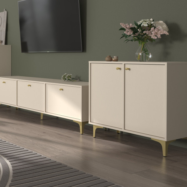 Komoda TORINO 84x94x41 cm Odcienie beżu, 8150615