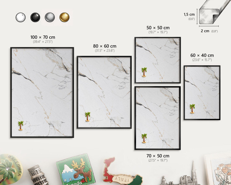 Ozdobna tablica na magnesy w czarnej ramie, Nowoczesna elegancja 60x40, 8154279