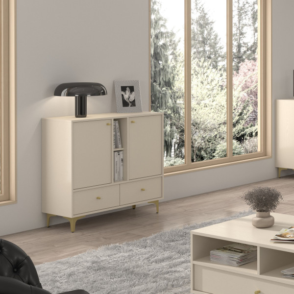 Komoda TORINO 100x94x41 cm Odcienie beżu, 8155322