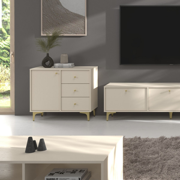 Komoda TORINO 84x72x41 cm Odcienie beżu, 8155338