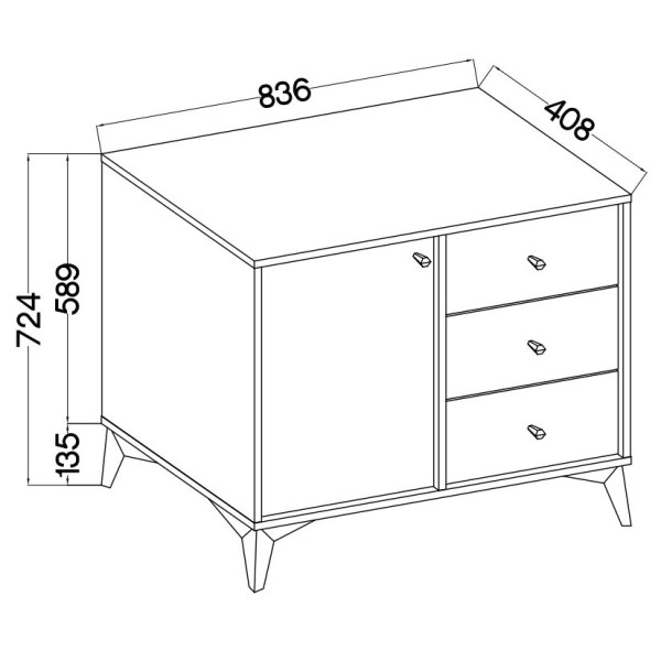 Komoda TORINO 84x72x41 cm Grafit, 8155340