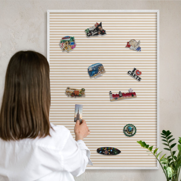 Ozdobna tablica na magnesy w białej ramie, Pionowe pasy 100x70, 8158409