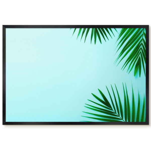 Ozdobna tablica magnetyczna w czarnej ramie, Zielone liście 60x40, 8159619