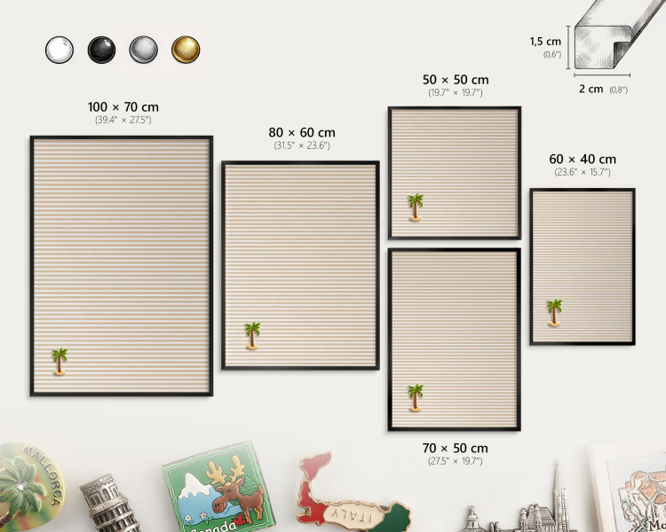 Ozdobna tablica na magnesy w czarnej ramie, Pionowe pasy 60x40, 8159951
