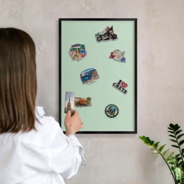 Dekoracyjna tablica magnetyczna w czarnej ramie, Miętowa zieleń 60x40, 8174883