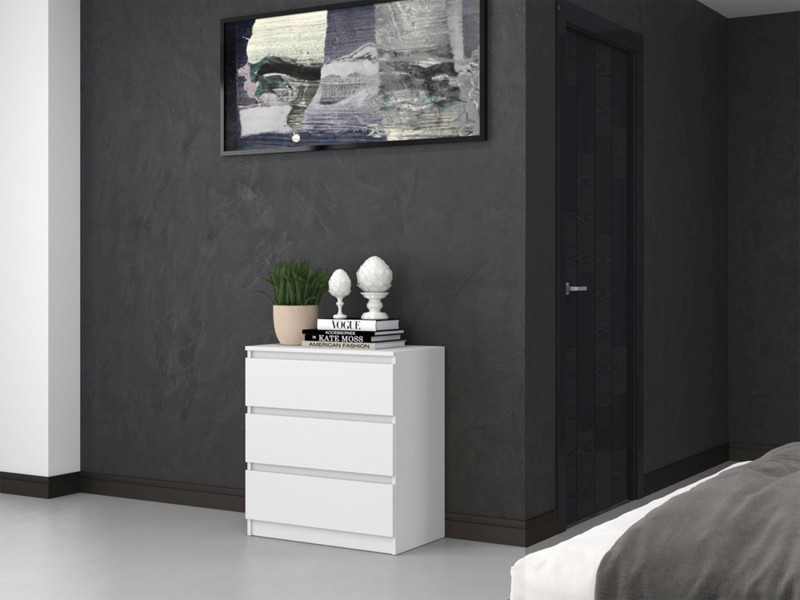 Komoda Malwa z trzema szufladami 70 cm biała, 8175831