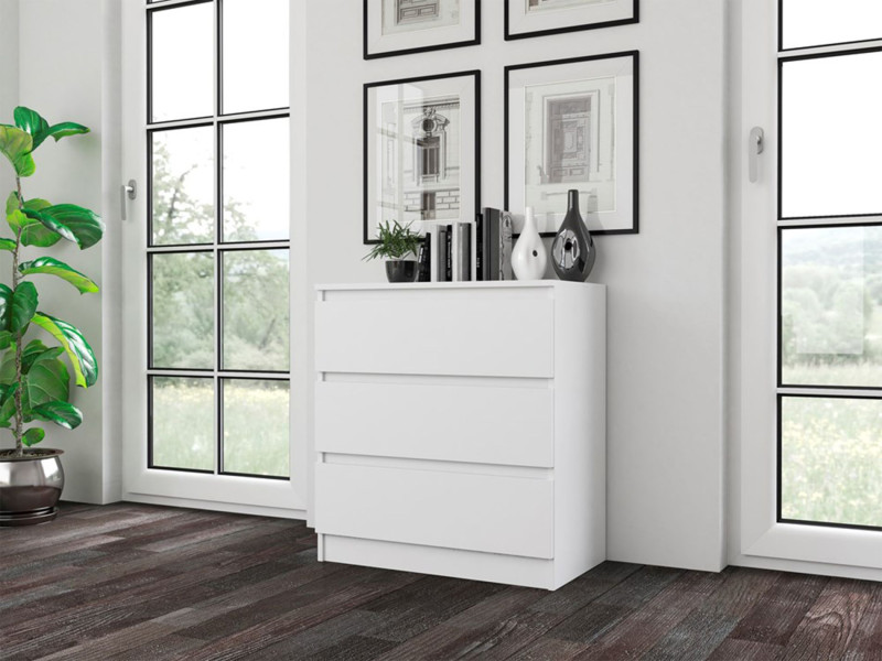 Komoda Malwa z trzema szufladami 70 cm biała, 8175832