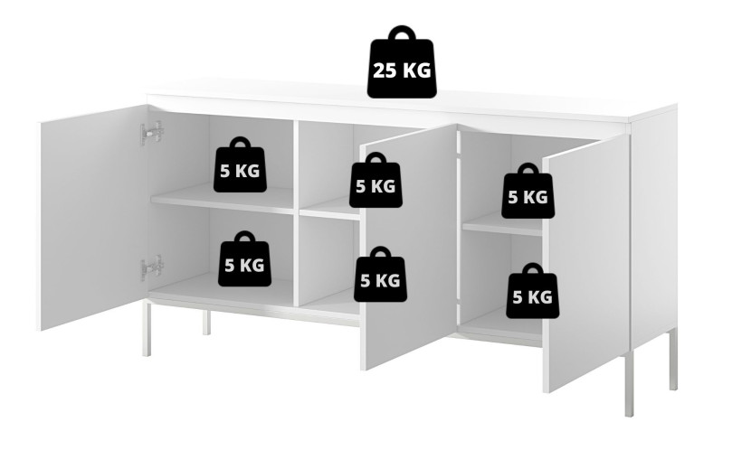 Komoda trzydrzwiowa Bemmi 150 cm Beżowy, 8176069