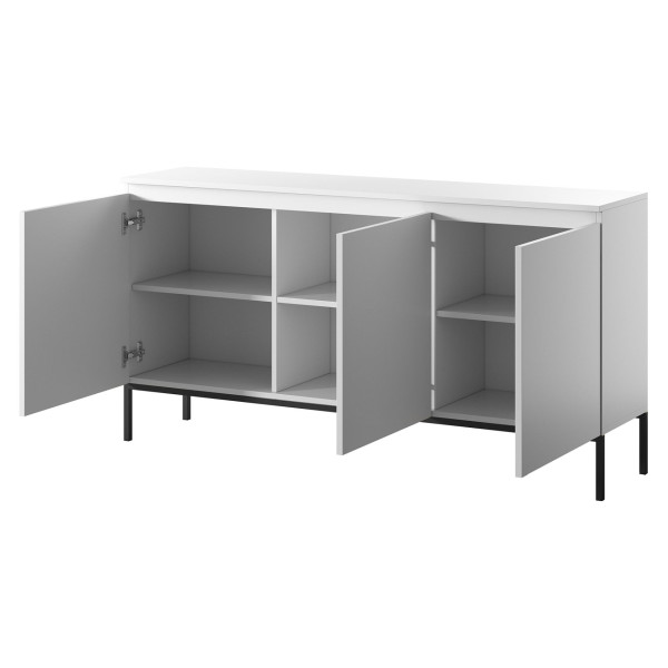 Komoda trzydrzwiowa Bemmi 150 cm biała z czarnymi nogami, 8176079