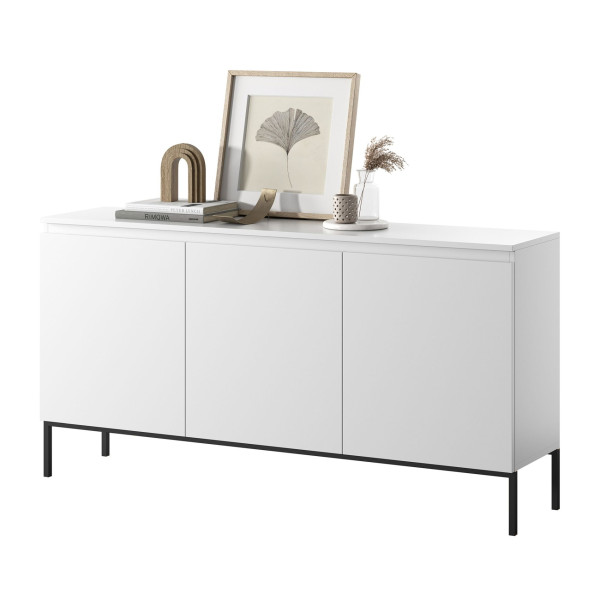 Komoda trzydrzwiowa Bemmi 150 cm biała z czarnymi nogami, 8176082