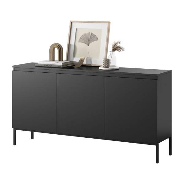 Komoda trzydrzwiowa Bemmi 150 cm czarna z czarnymi nogami - Selsey Design, 8176116