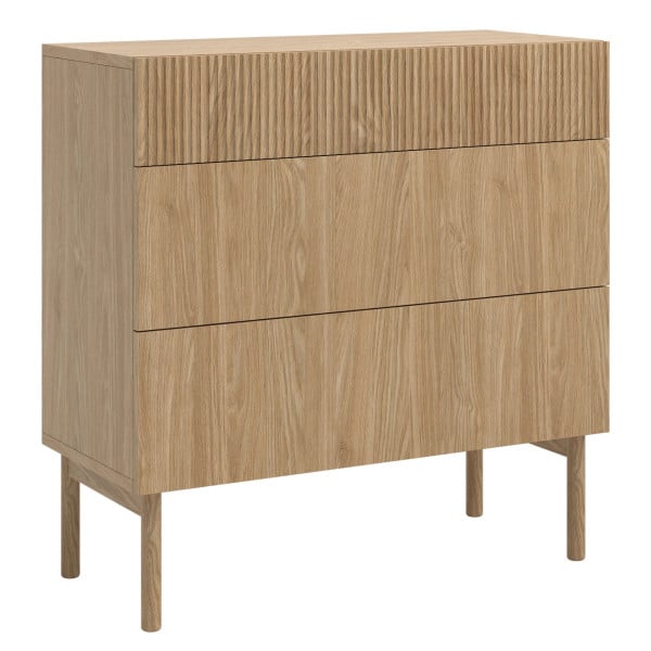 Komoda Nolie z trzema szufladami 90 cm Dąb Olejowany - Selsey design, 8176118