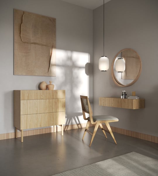 Komoda Nolie z trzema szufladami 90 cm Dąb Olejowany - Selsey design, 8176120