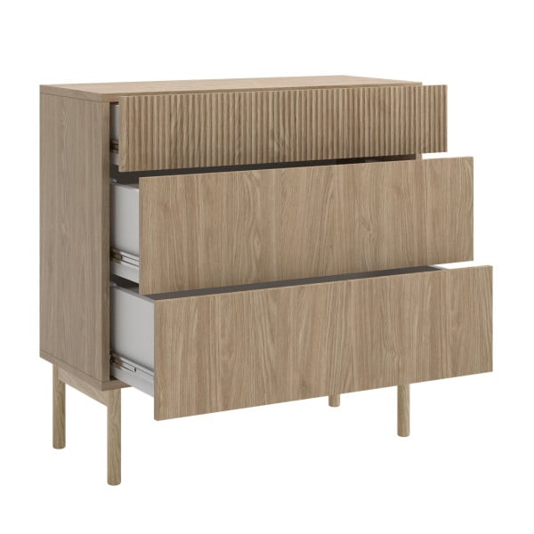 Komoda Nolie z trzema szufladami 90 cm Dąb Olejowany - Selsey design, 8176121