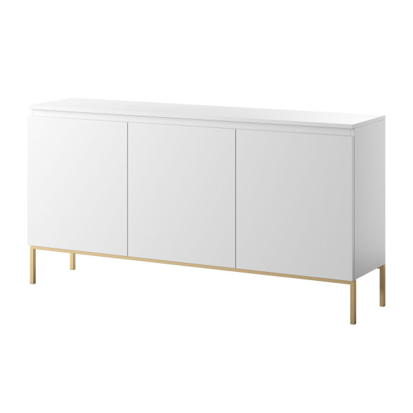 Komoda trzydrzwiowa Bemmi 150 cm biała ze złotymi nogami, 8176227