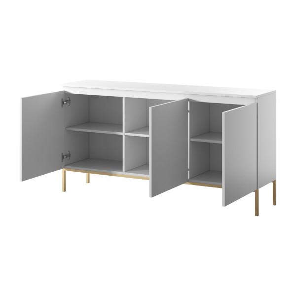 Komoda trzydrzwiowa Bemmi 150 cm biała ze złotymi nogami, 8176230
