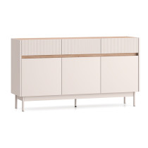 Komoda trzydrzwiowa Dunea z trzema szufladami 154 cm kaszmir/dąb