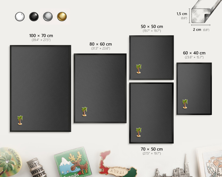Tablica magnetyczna z nadrukiem w czarnej ramie, 60x40 Wallfluent, 8190369