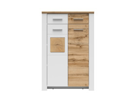 Komoda Matera 80 cm z 2 drzwiami i 2 szufladami biały/dąb wotan