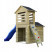 Produkt: Drewniany domek dla dzieci Robert + ślizg niebieski, ścianka
