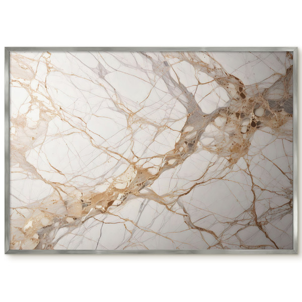 Magnetyczna tablica ozdobna w srebrnej ramie, Marmur elegancja 100x70, 8212390